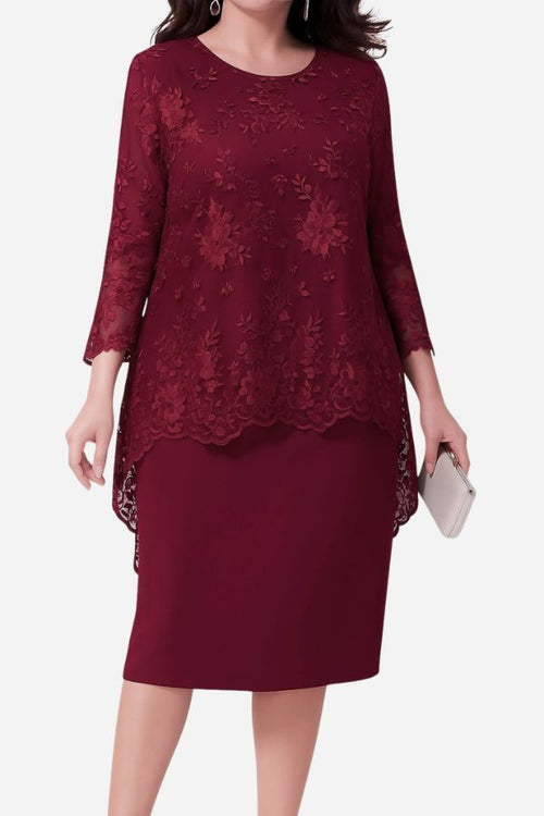 Elegant Lace Embroidered Two-Piece Evening Dress