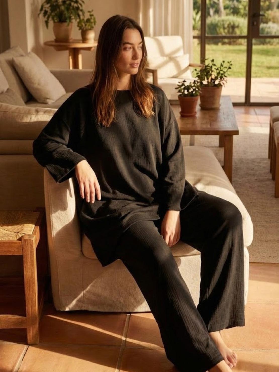 Everyday Fashion Loose-Fit two-piece matching set in breathable fabric for casual comfort and style