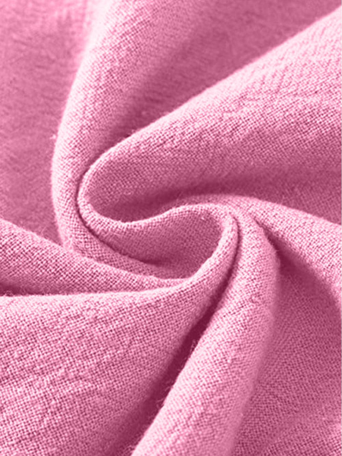 Close-up of soft pink cotton linen fabric for high-waist palazzo pants