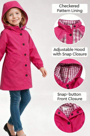 Junior Water Resistant Oversized Hooded Windbreaker Rain Jacket
