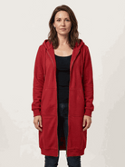 Oversized long zip sweatshirt hoodie with fleece lining and front pockets for casual layering