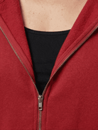 Oversized long zip sweatshirt hoodie with fleece lining and drawstring hood