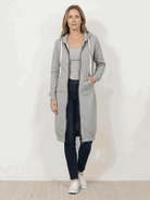 Oversized long zip sweatshirt hoodie with fleece lining and front pockets