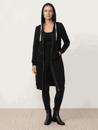 Oversized long zip sweatshirt hoodie with fleece lining and drawstring hood for women