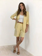 Stylish blazer and shorts two-piece set for elegant comfort and active lifestyle