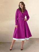 Women’s water-repellent rain A-line hooded raincoat with belt and insulated lining