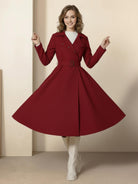 Women’s water-repellent rain A-line hooded raincoat with belt and insulated lining