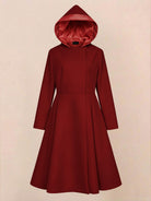 Elegant A-line hooded raincoat with water-repellent fabric and insulated lining for women