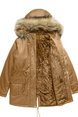 Large Hooded Cotton Velvet Coat