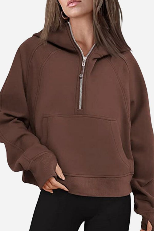 Cozy Oversized Half-Zip Fleece Pullover Sweatshirt